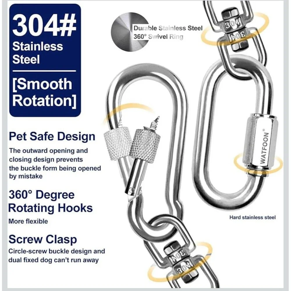Tie Out Cable for Dogs up to 300Lbs, 65Ft Extra Strong 1Klbs Break Strength NEW - Picture 3 of 8